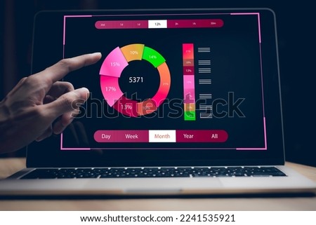 businessman working with business Analytics and Data Management System on computer, online document management and metrics connected to database. Corporate strategy for finance, operations, sales.
