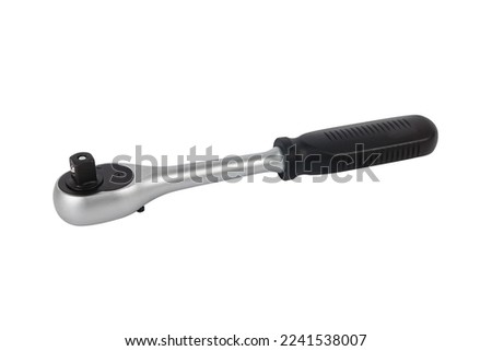 Ratchet socket wrench isolated on a white background. Quick release ratchet handle. Royalty-Free Stock Photo #2241538007