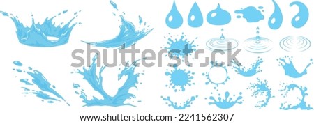 Water drops. Liquid elements, cry droplet icons vector set. Isolated splashes