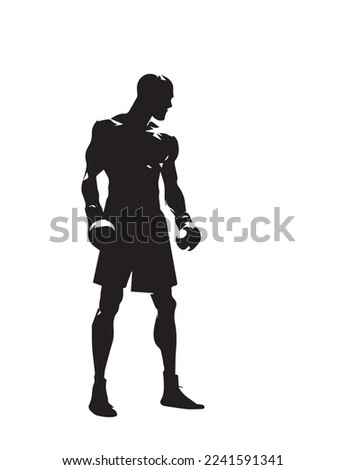Black boxer silhouette template isolated on white background. Boxer flat vector illustration isolated on white background Royalty-Free Stock Photo #2241591341