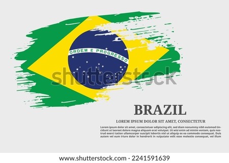 Brazil flag grunge brush and text poster, vector