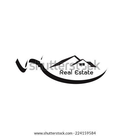 House  Real Estate stripes logo design 