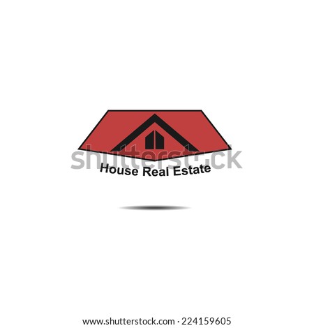 House  Real Estate red roof  logo design 