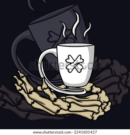 Coffee In a Hand Shade And Highlight Graphic Vector T-shirt Illustration	