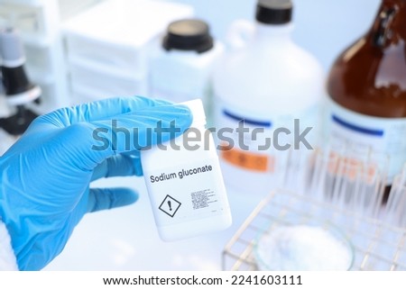 sodium gluconate in bottle , chemical in the laboratory and industry, Chemicals used in the analysis Royalty-Free Stock Photo #2241603111