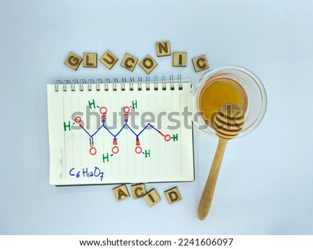 Gluconic acid, organic acids, chemical structure, health benefits, honey, natural sources Royalty-Free Stock Photo #2241606097