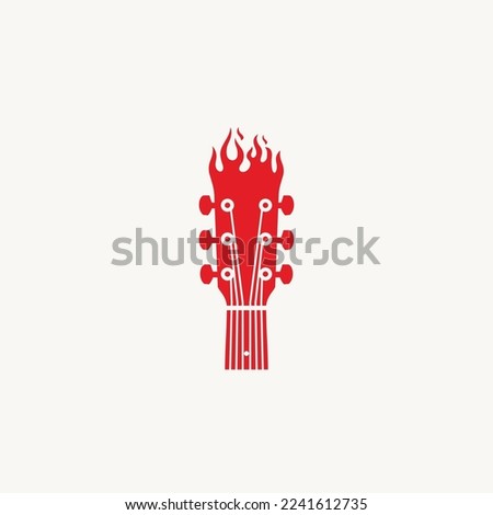 Fire flame guitar logo design icon vector inspiration