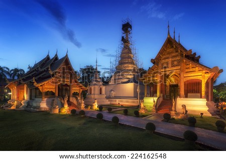 temple in twilight ,Wat Pra Sing, On the north of Thailand