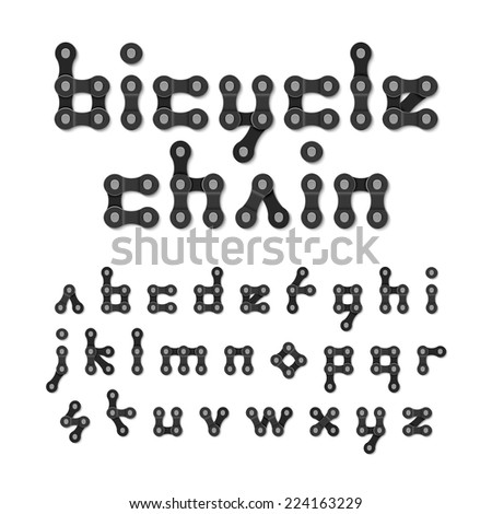 Bicycle chain alphabet. Vector.