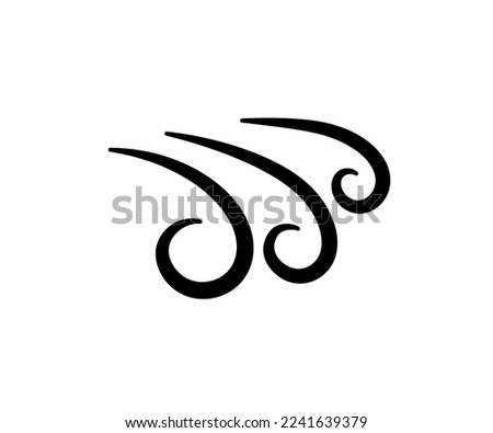 Hand drawn wind air flow icon. Free breath symbol. Fresh air flow sign. Doodle wind blow icons. Weather symbol. Climate design element. Vector illustration isolated on white background.