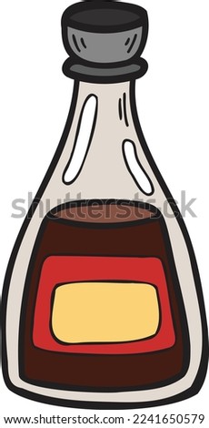 Hand Drawn soy sauce bottle Chinese and Japanese food illustration isolated on background
