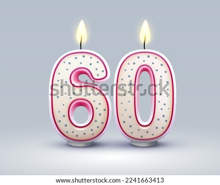 Happy Birthday years. 60 anniversary of the birthday, Candle in the form of numbers. Vector illustration