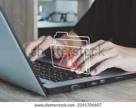 warning triangle computer virus detection warning Document files detected by digital virus Royalty-Free Stock Photo #2241706607