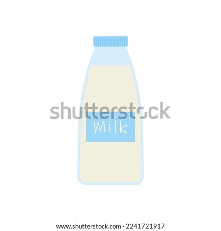 milk in bottle. Elements for design dairy products, logo farm, grocery store, health food, etc. Vector flat design illustration.