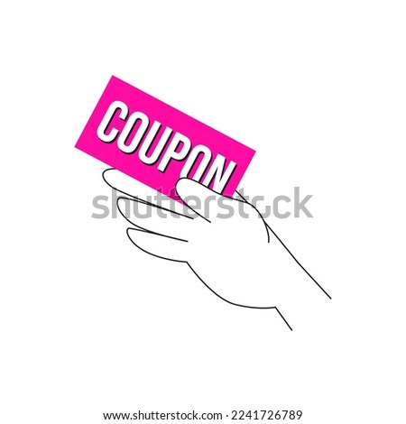 Hand holding coupon discount label tag icon sign design vector