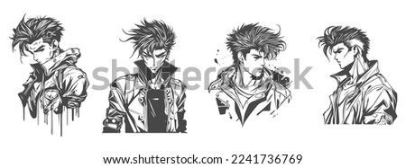 Young handsome man manga anime vector Royalty-Free Stock Photo #2241736769