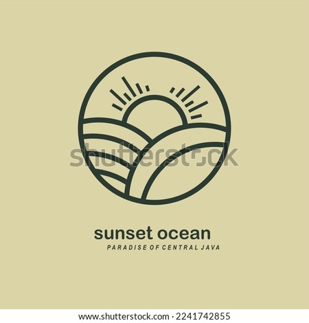simple monoline sunset or sea sunrise