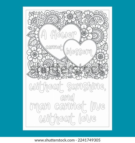 Love Quotes Coloring Page For Adult 