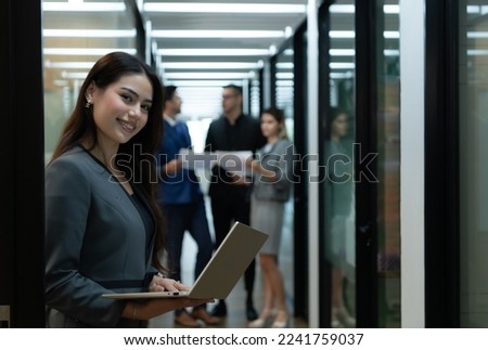 New business group person in the corridor of the conference room, Rehearse information to present results and new projects to the management team for consideration. Royalty-Free Stock Photo #2241759037
