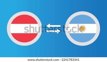 round icons with Austria and Argentina flag exchange rate concept graphic element Illustration template design
