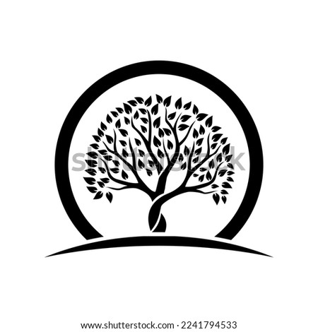 abstract art tree logo vector design in black and white colors