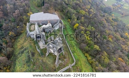 Aerial photos of the medieval fortress of Somlo in Hungary