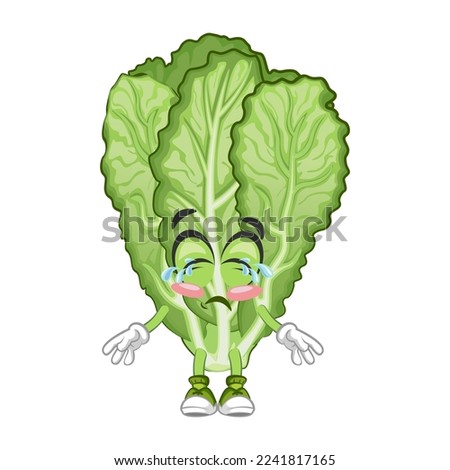 mascot vector illustration of cute mustard green character is crying