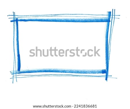 Minimalist blue marker border. The rectangular shape is hand drawn with a white background.