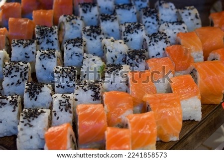 Different types of sushi at event