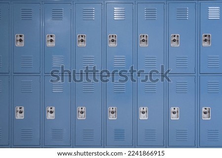 close up on blue lockers in the school Royalty-Free Stock Photo #2241866915