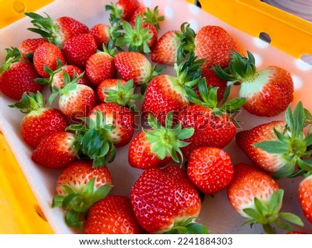 Korean strawberries have a good sweet taste.  Taken with iPhone 14 Pro