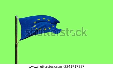 waving flag of European Union for veterans day on green screen, isolated - object 3D rendering