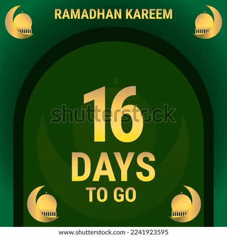 16 Days to go. Countdown leaves banner day. calculating the time for the month of Ramadan. Eps10 vector illustration.