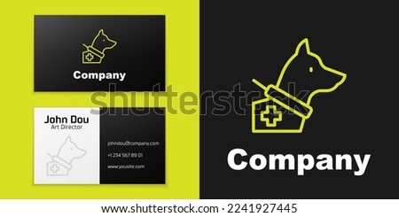 Logotype line Guide dog icon isolated on black background. Logo design template element. Vector