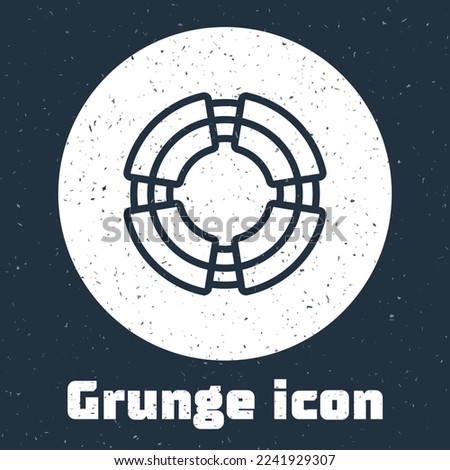 Grunge line Business lifebuoy icon isolated on grey background. Rescue, crisis, support, team, partnership, bankruptcy, business concept. Monochrome vintage drawing. Vector