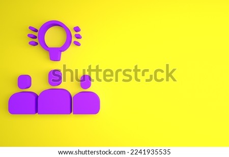 Purple Project team base icon isolated on yellow background. Business analysis and planning, consulting, team work, project management. Minimalism concept. 3D render illustration.