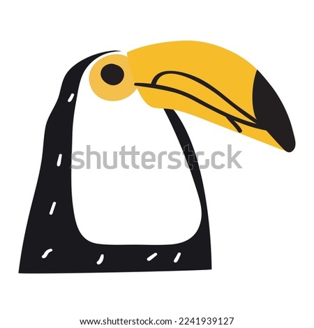 Toucan. Flat vector hand drawn illustration on white background.