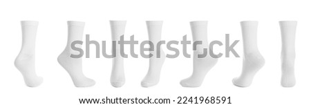 Set with socks on white background. Banner design Royalty-Free Stock Photo #2241968591