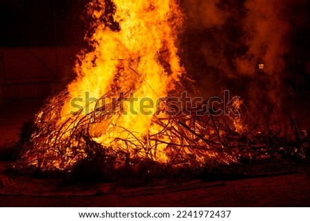 Pile of wood on fire for Christmas night