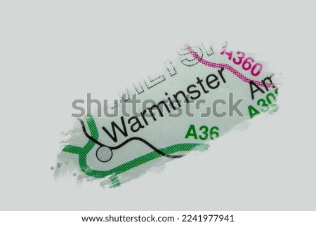 Warminster, United Kingdom atlas map town name - painting