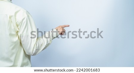 man point center right white copy space background for meeting presentation