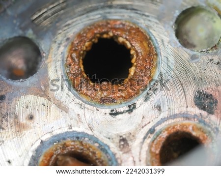 calcium plug clogged the hole in the faucet mixer Royalty-Free Stock Photo #2242031399