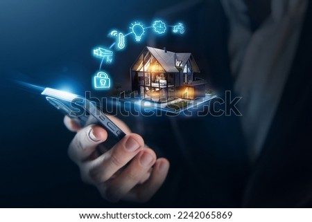 Smart home concept. Remote home control in a mobile application Royalty-Free Stock Photo #2242065869