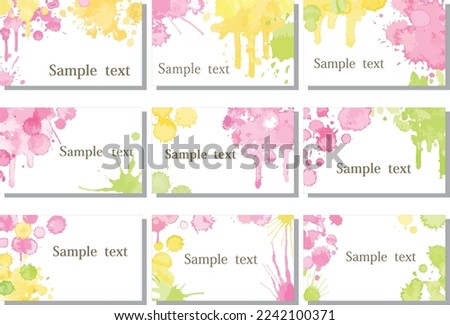 Set of vector colorful watercolor background. for business card brochure or text.