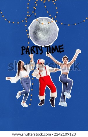 Exclusive magazine picture sketch image of funny funky grandfather ladies xmas party time isolated painting background