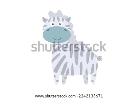Vector cartoon zebra. African animal. funny kind giraffe. Funny cute zebra. Adorable little african animal for fashion print, kids wear, nursery, poster, invitation, greeting card design
