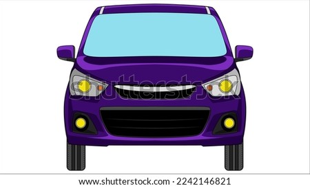 small hatchback car in bright color vector, realistic car flat bright color vector illustration
