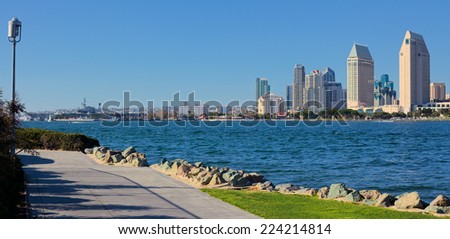 Downtown San Diego City View from Coronado Island, San Diego Southern California, USA 