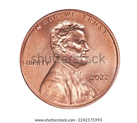 American 2022 one cent coin with President Lincoln Royalty-Free Stock Photo #2242175993