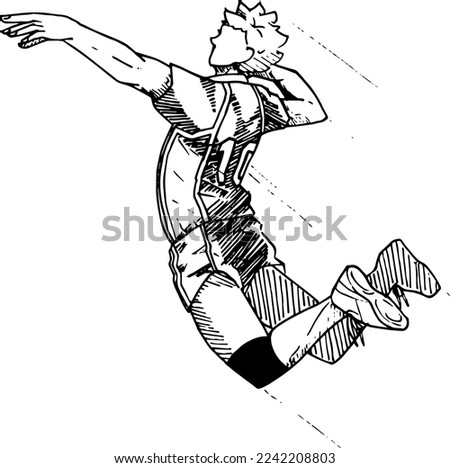 illustration of a volleyball player jumping and smashing